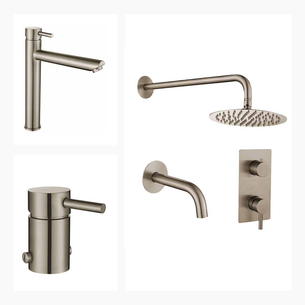 Juego De Griferia Ducha Embutida Lavatorio Alto Y Bidet 