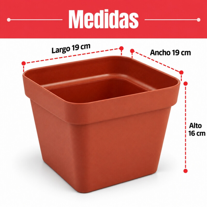 Maceta cuadrada 3,8 lts TERRACOTA