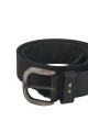 Cinto cuero c/detalle de costura en pasador Negro