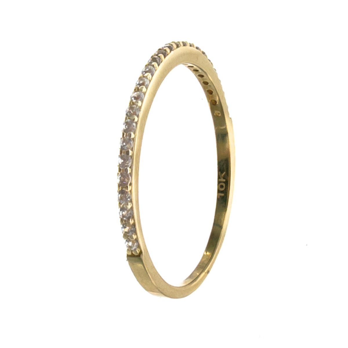 Anillo de oro 10 ktes y circonias, MEDIO SIN FIN. 