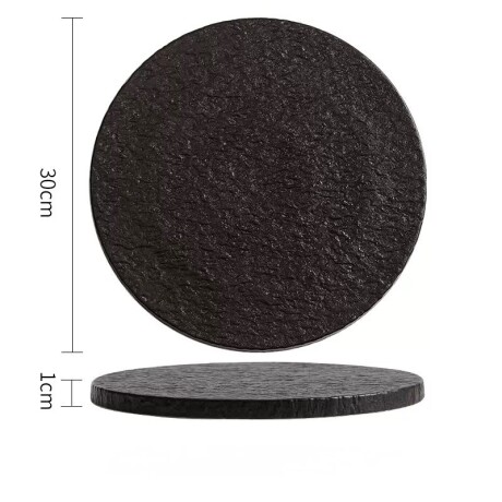 Fuente de Presentación Cerámica Negra - Línea Black Stone – Ø30 x 1 cm Fuente de Presentación Cerámica Negra - Línea Black Stone – Ø30 x 1 cm