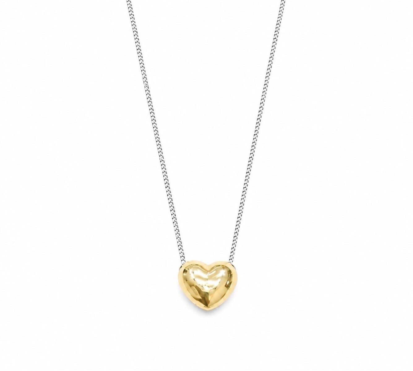 Conjunto cadena con colgante corazón plata y oro 