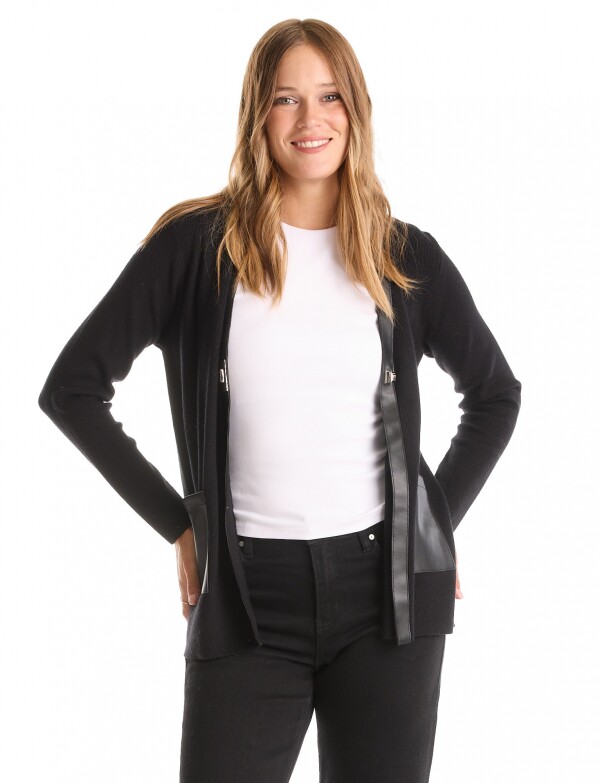 Cardigan Combinado S NEGRO