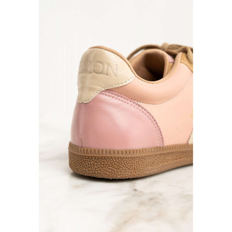 Zapatilla Cuero Combinada Rosa