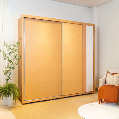 Ropero 2 puertas corredizas 4 cajones Acacia Marron