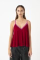 Top de bretel fino regulable Rojo