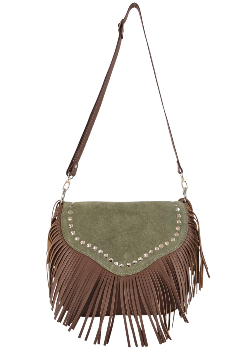Cartera con flecos y solapa Verde