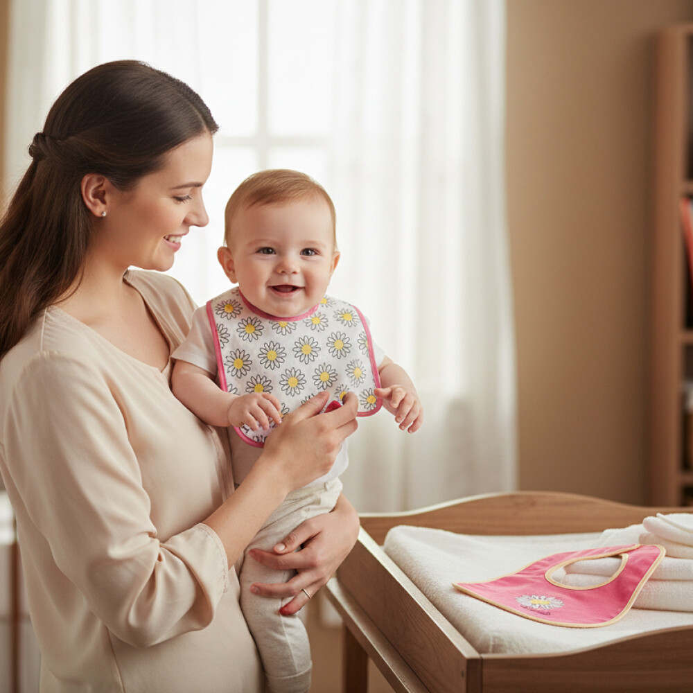 Set x3 baberos c velcro LORELLI rosa