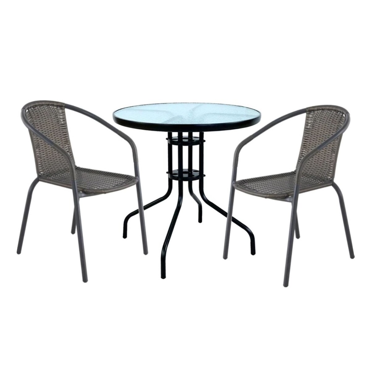Mesa Vidrio Jardin 2 Sillas Pvc Similar Ratan 
