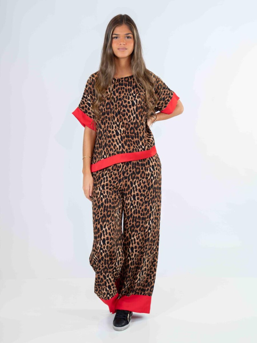 Pantalón combinado - Leopardo 