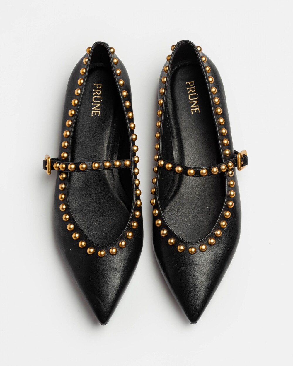 Ballerina Valerie en cuero liso Negro