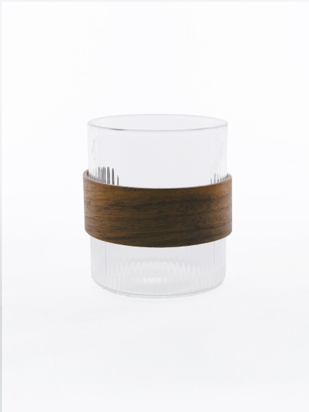 VASO LISTRADO CON MADERA TRANSPARENTE
