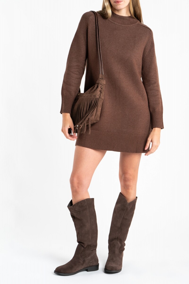 Vestido Polera Tejido Chocolate