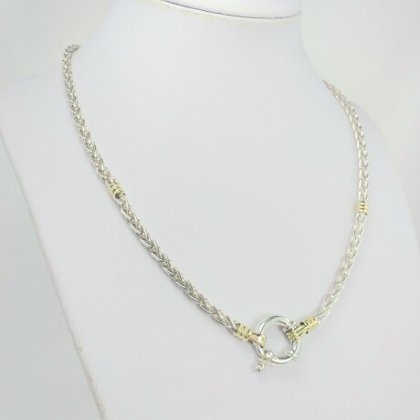 Cadena de plata 925 con detalles de doublé en oro 18ktes, sistema marinero, 50 cm. Cadena de plata 925 con detalles de doublé en oro 18ktes, sistema marinero, 50 cm.