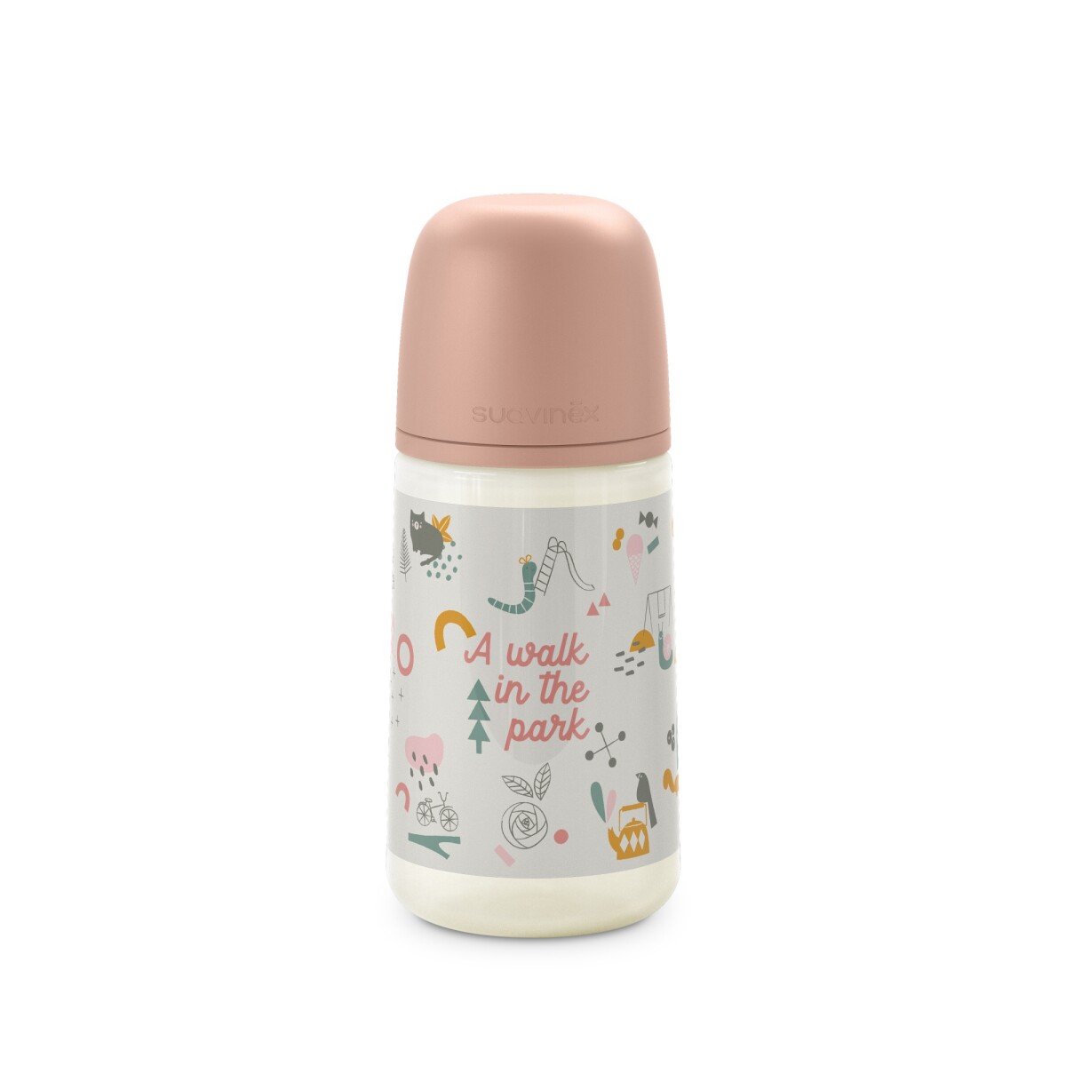 Mamadera Anatómica Suavinex 0-6 Meses Flujo M Rosada 270ml 