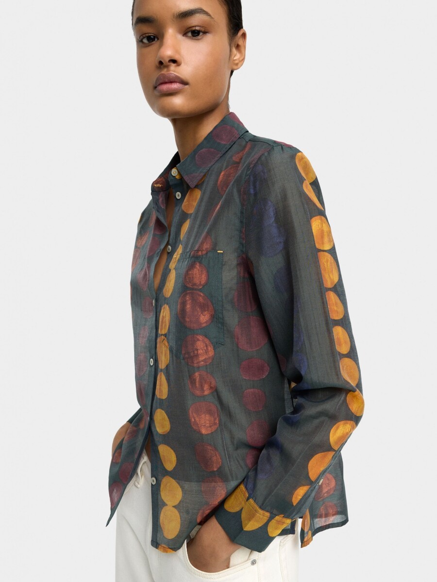 Camisa Semitransparente Estampada multicolor