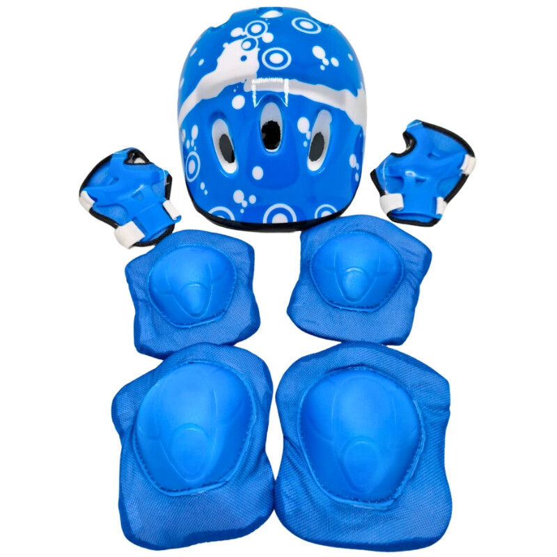Set Casco, Rodillera y Coderas Azul