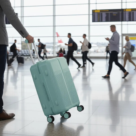 Valija Carry On Rígida Cierre Expandible Candado Ruedas 360° Celeste