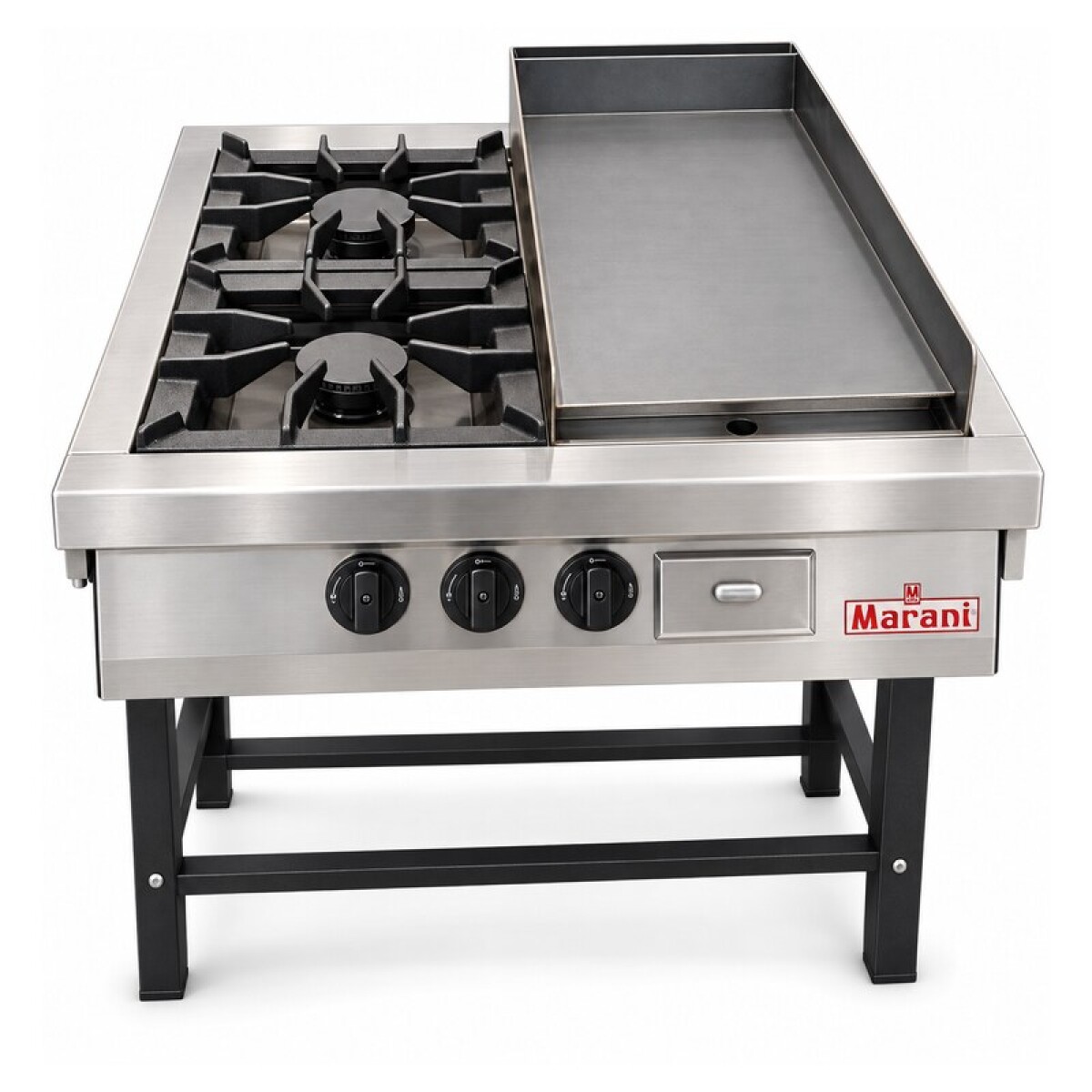 Anafe Industrial a Gas de 2 Hornallas con Plancha Marani 