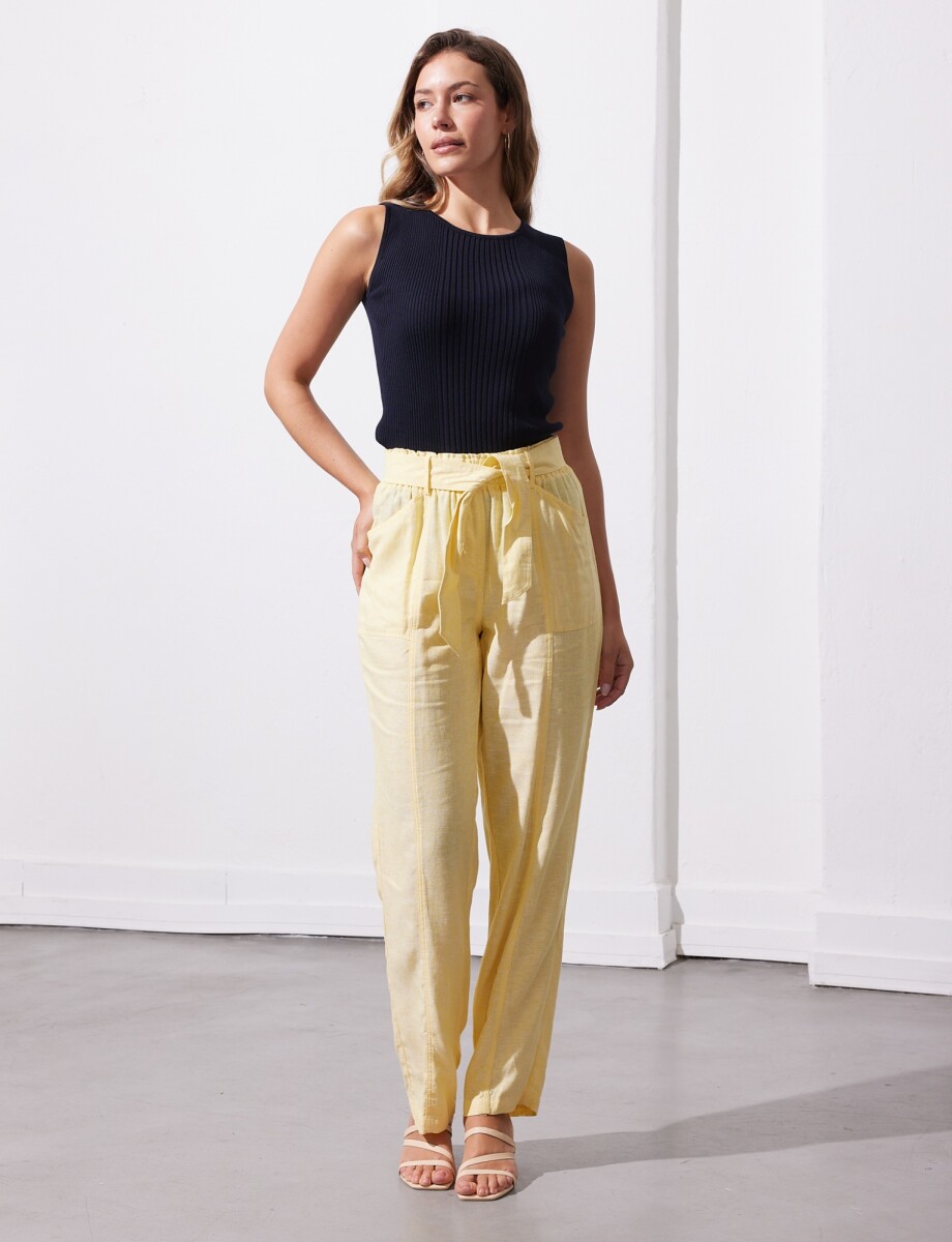 Pantalon Lino Lazo - Amarillo 