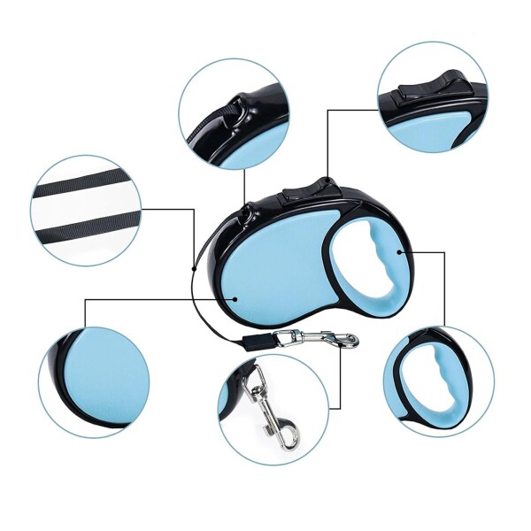 Correa Retractil Extensible 5 Mts Cinta Perro Mediano 15kg Variante Color Celeste