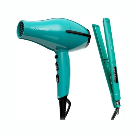 Combo GAMA Secador Tempo Aqua + Planchita Elegance LED Aqua Combo GAMA Secador Tempo Aqua + Planchita Elegance LED Aqua