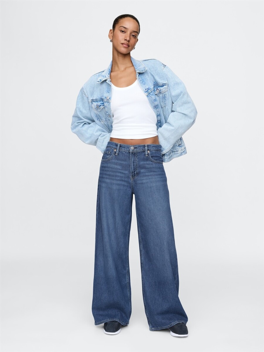 Jean Baggy Tiro Medio Mujer - Medium Indigo 21 