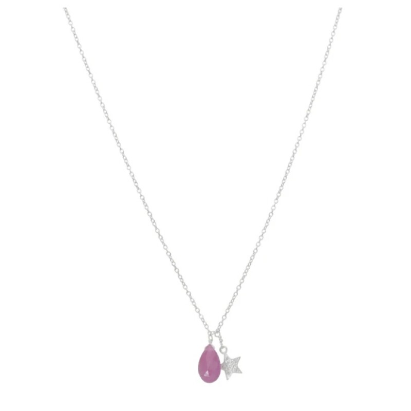 Cadena Gota-Plata 925-Piedra Rubí-CD2006 - Adulto - Conpiedra
