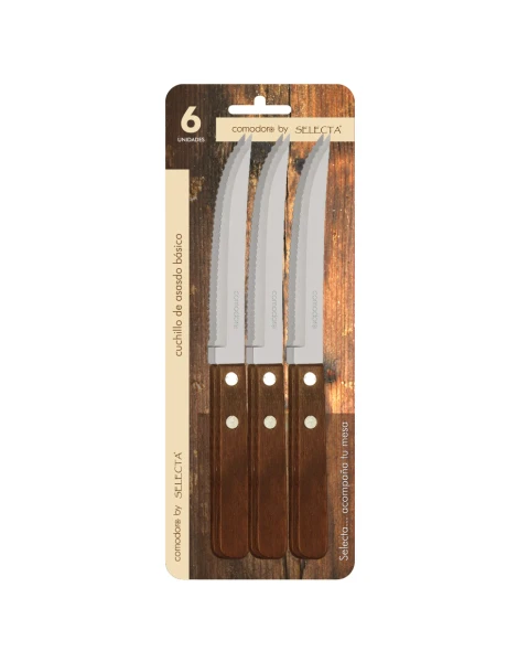SET 6 PIEZAS CUCHILLOS 1MM MANGO DE MADERA SET 6 PIEZAS CUCHILLOS 1MM MANGO DE MADERA