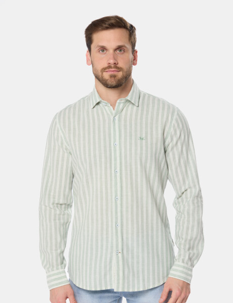 CAMISA RAYADA DE LINO Menta