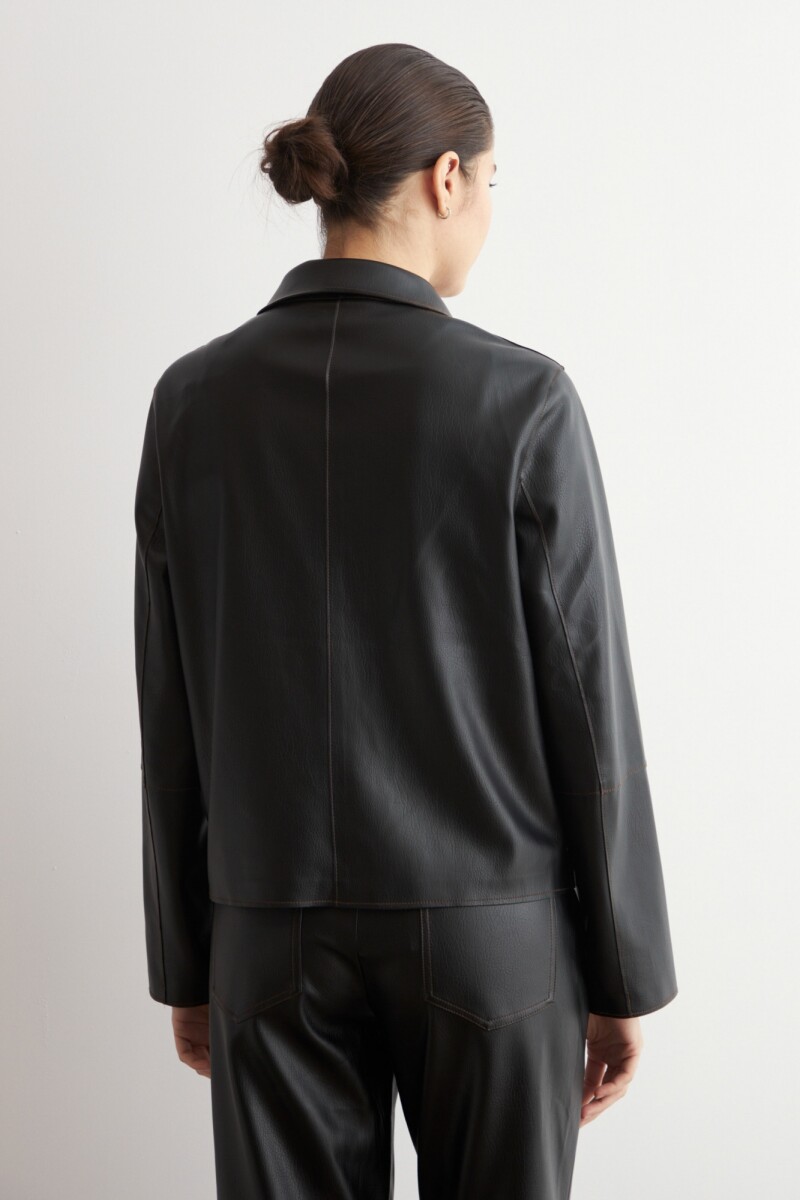 Chaqueta eco cuero negro