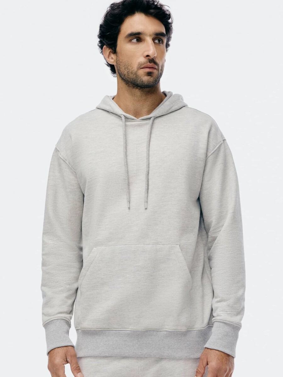 BUZO BÁSICO UNISSEX CON CAPUCHA - GRIS 