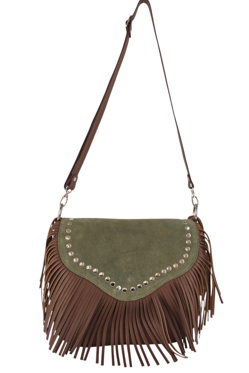 Cartera con flecos y solapa Verde