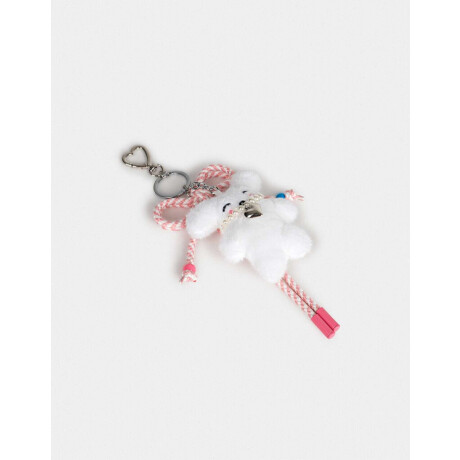Llavero Y Charm De Conejo Con Moño Blanco Crudo