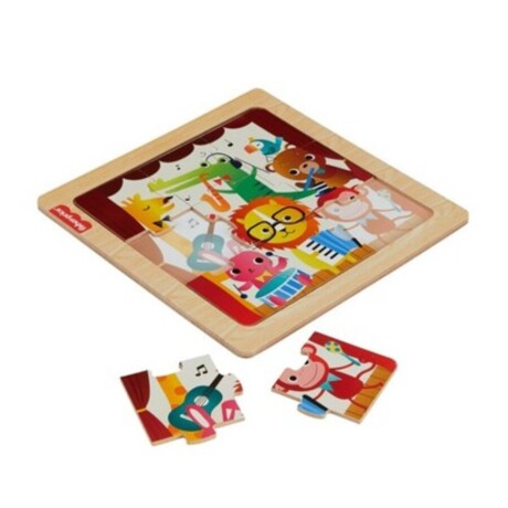 Mini Puzzle De Madera Fisher Price Hxv15 Universo Binario ANIMALES-SELVA