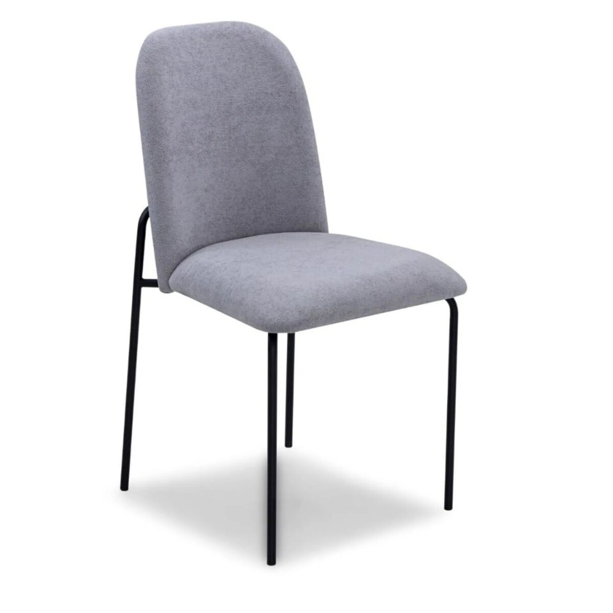 SILLA PATA DE HIERRO LACA NEGRA - TELA GRIS C/BRILLO 