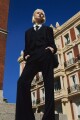 Blazer rayado doble abotonadura azul marino