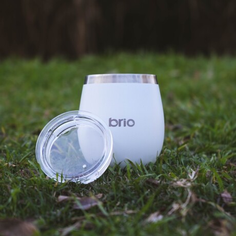 Set De Termo 750 Ml Y Mate Con Tapa brio Acero Inox Blanco