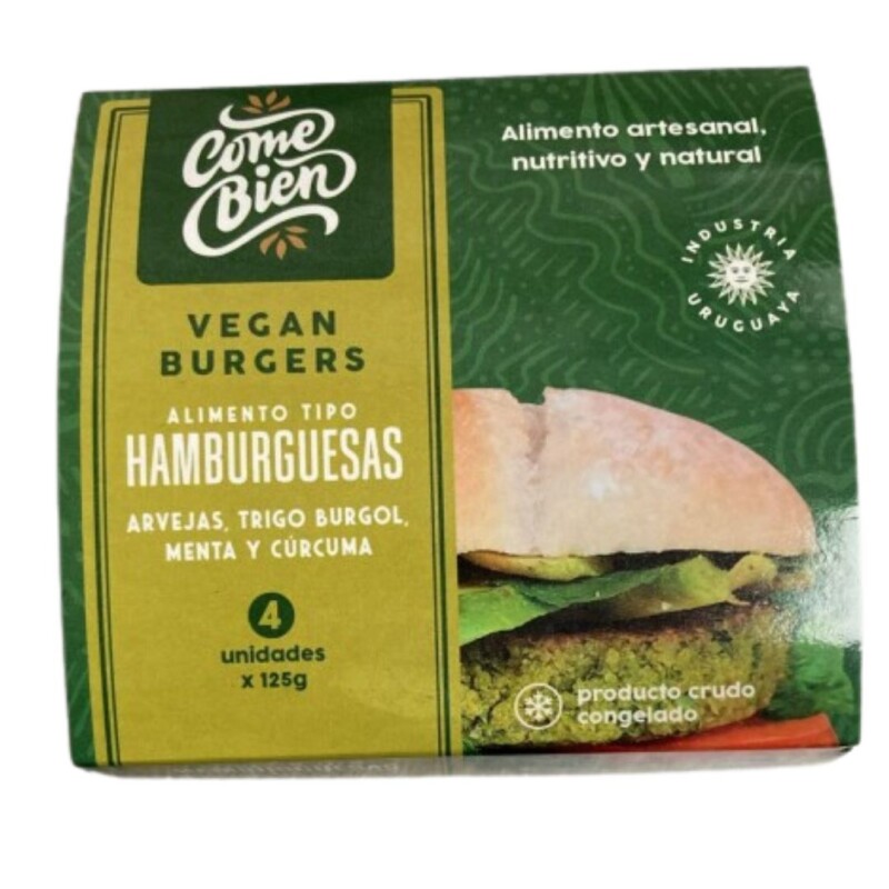 HAMBURGUESA ARVEJA, TRIGO BURGOL, MENTA Y CÚRCUMA X4 COME BIEN HAMBURGUESA ARVEJA, TRIGO BURGOL, MENTA Y CÚRCUMA X4 COME BIEN