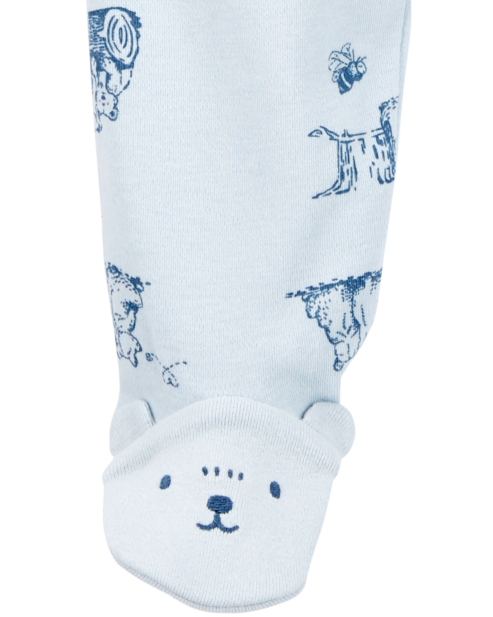 Pijama una pieza de algodón con pie, diseño oso Sin color
