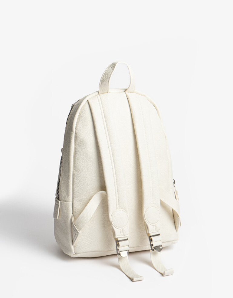 Mochilas Urbanas Mochila Doble Bolsillo - Blanco Crudo