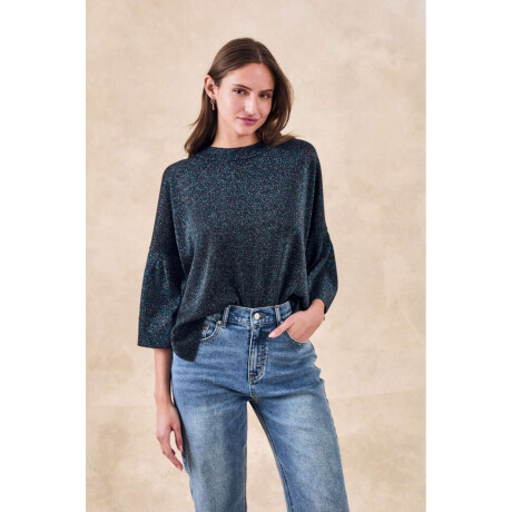 Sweater Manga Volados Lurex Negro