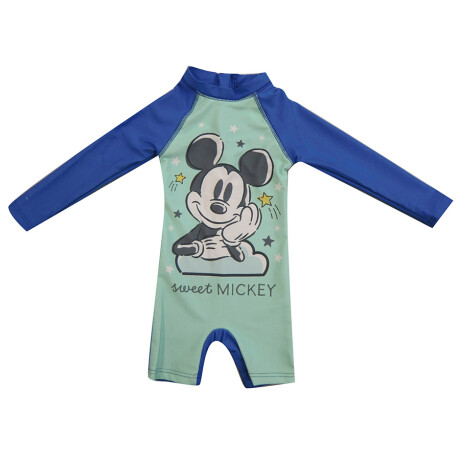 Malla Infantil Body Mickey Manga Larga AZUL-CELESTE