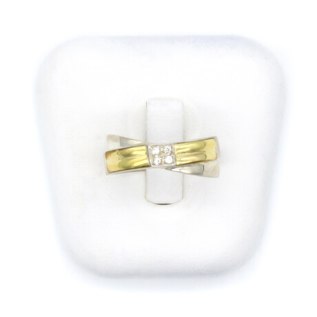 Anillo de plata 925, double en oro 18 ktes y circonias. Anillo de plata 925, double en oro 18 ktes y circonias.