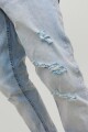Jeans Slim Fit "glenn" Pespuntes Y Roturas Blue Denim