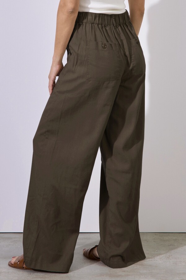 Pantalon Lino Cargo OLIVA