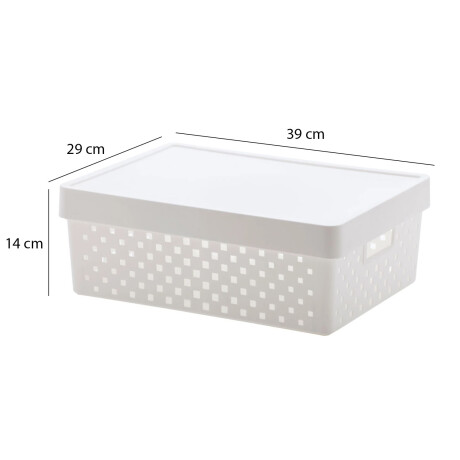 Caja Canasto Organizador Quadratta con Tapa en PP 39x29x14Cm Blanco