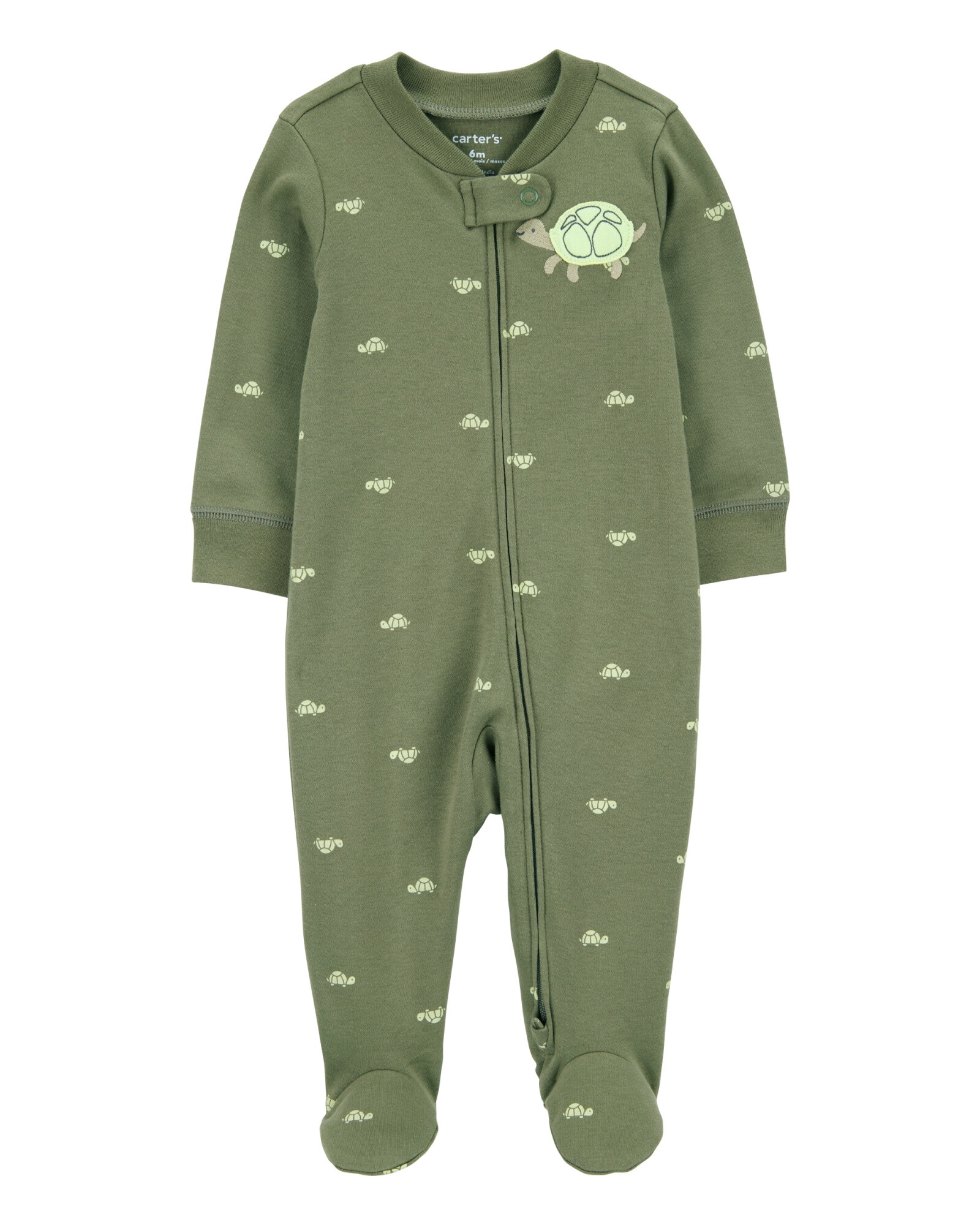 Pijama una pieza de algodón, con pie, diseño tortuga Sin color