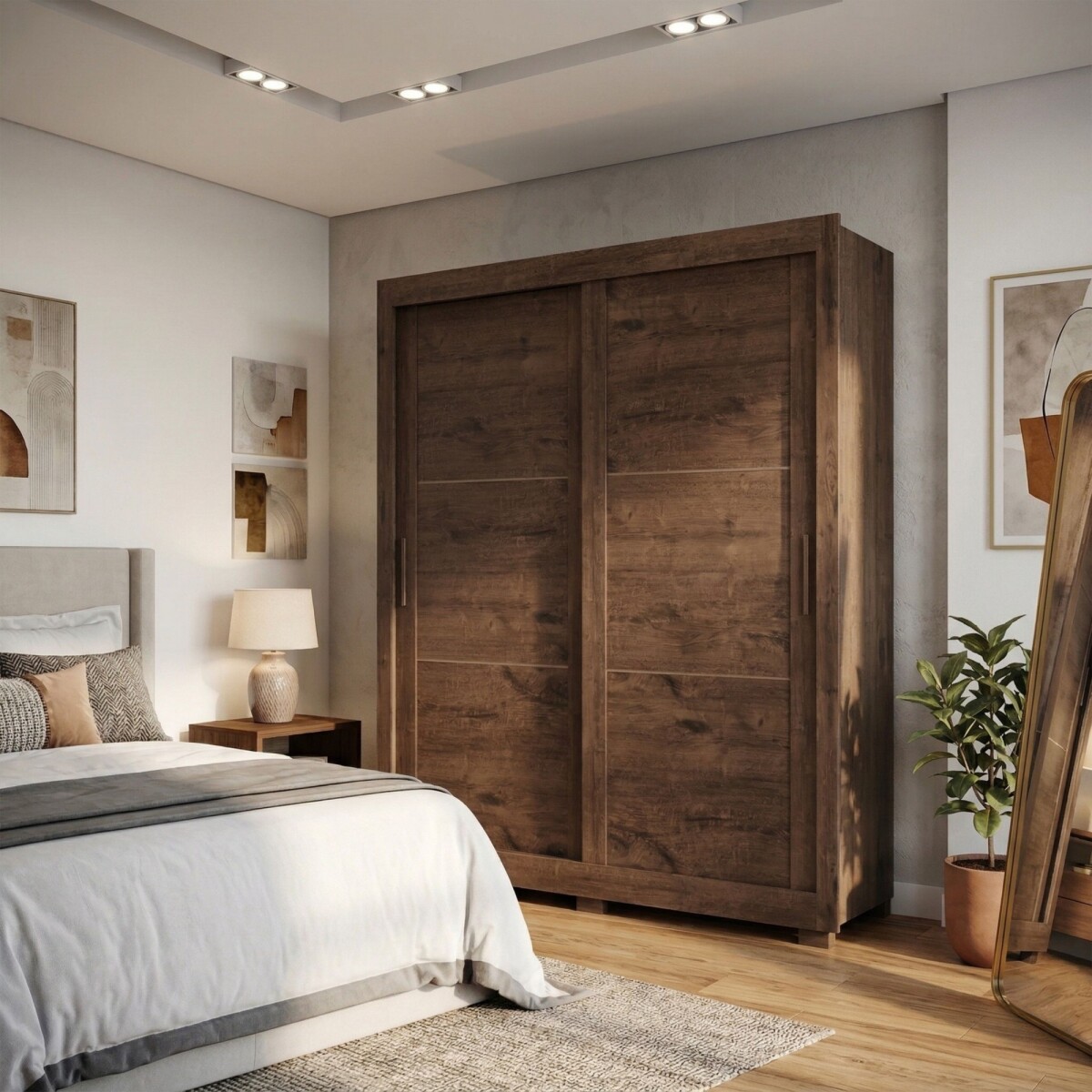 Ropero 2 Puertas Corredizas - Titanium - Oscuro 