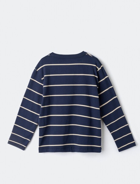 CAMISETA ESTAMPADA DE MANGA LARGA AZUL